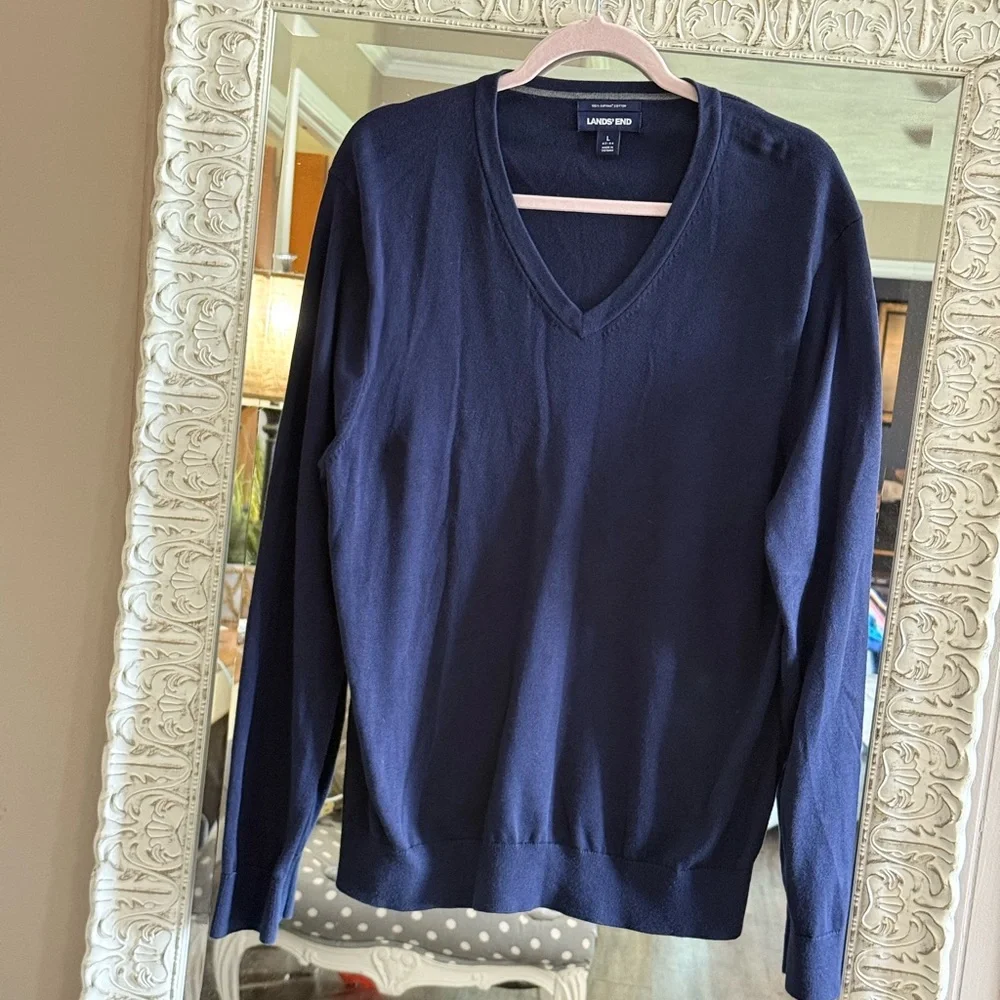 Lands’ End • Supima Cotton V Neck Sweater